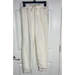 Gilly Hicks Hollister Womens Small Plush Fleece Lounge Jogger Pants Cream Cozy